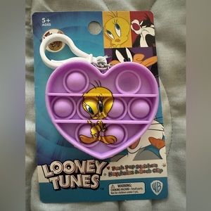Tweety bird purple push pop squishers keychain new